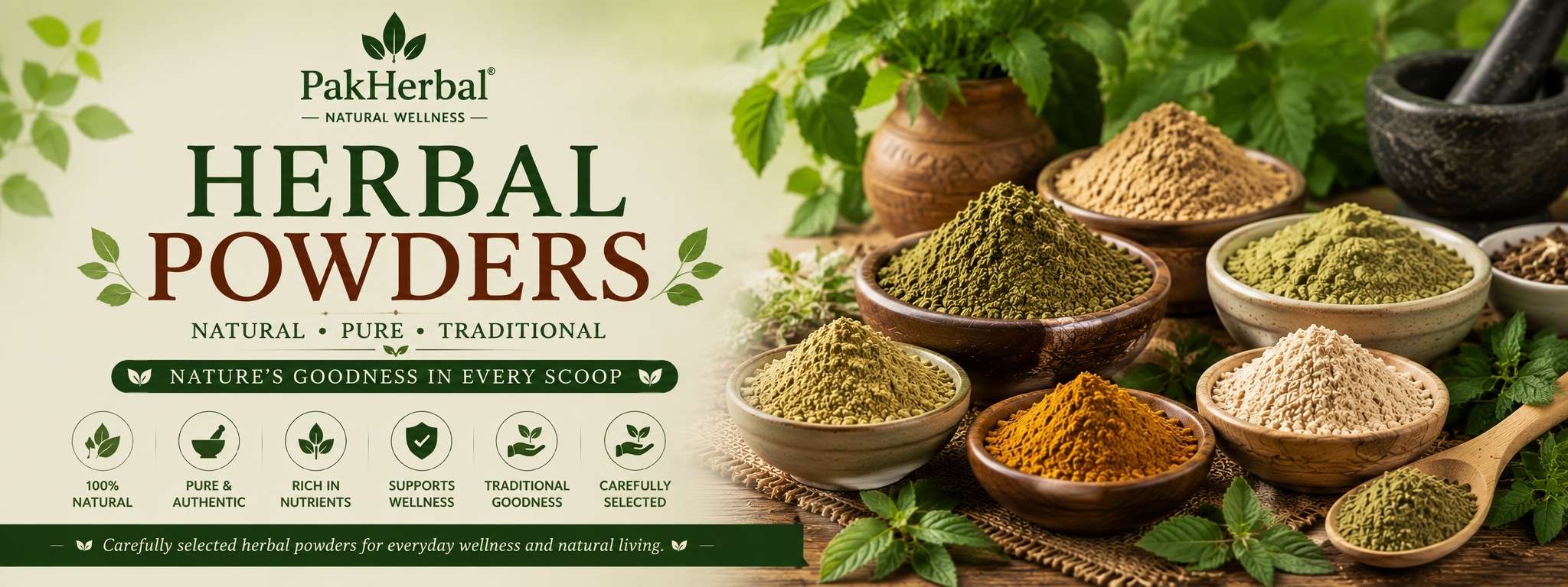 Natural herbal powders for traditional care and everyday wellness